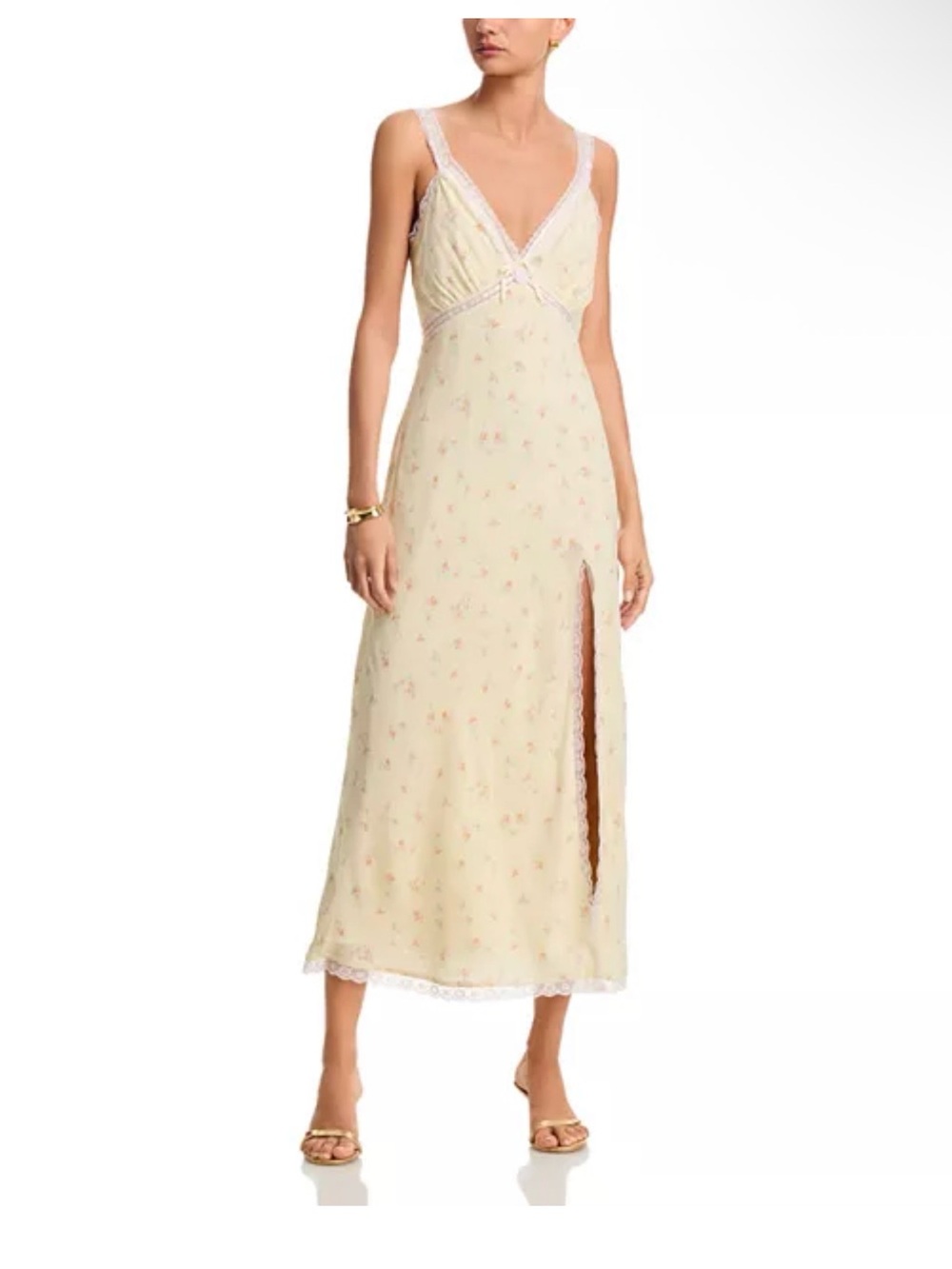 LoveShackFancy Beverly Lace Trim Midi Dress